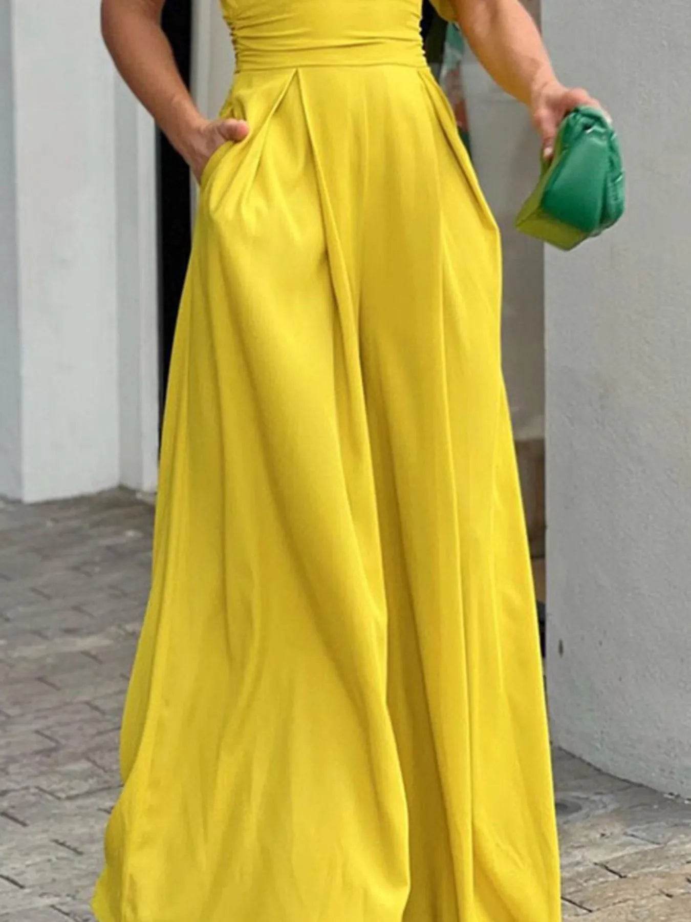Full Size Cutout V-Neck Puff Sleeve Jumpsuit Plus Size - Ultim8 Designs 4 U