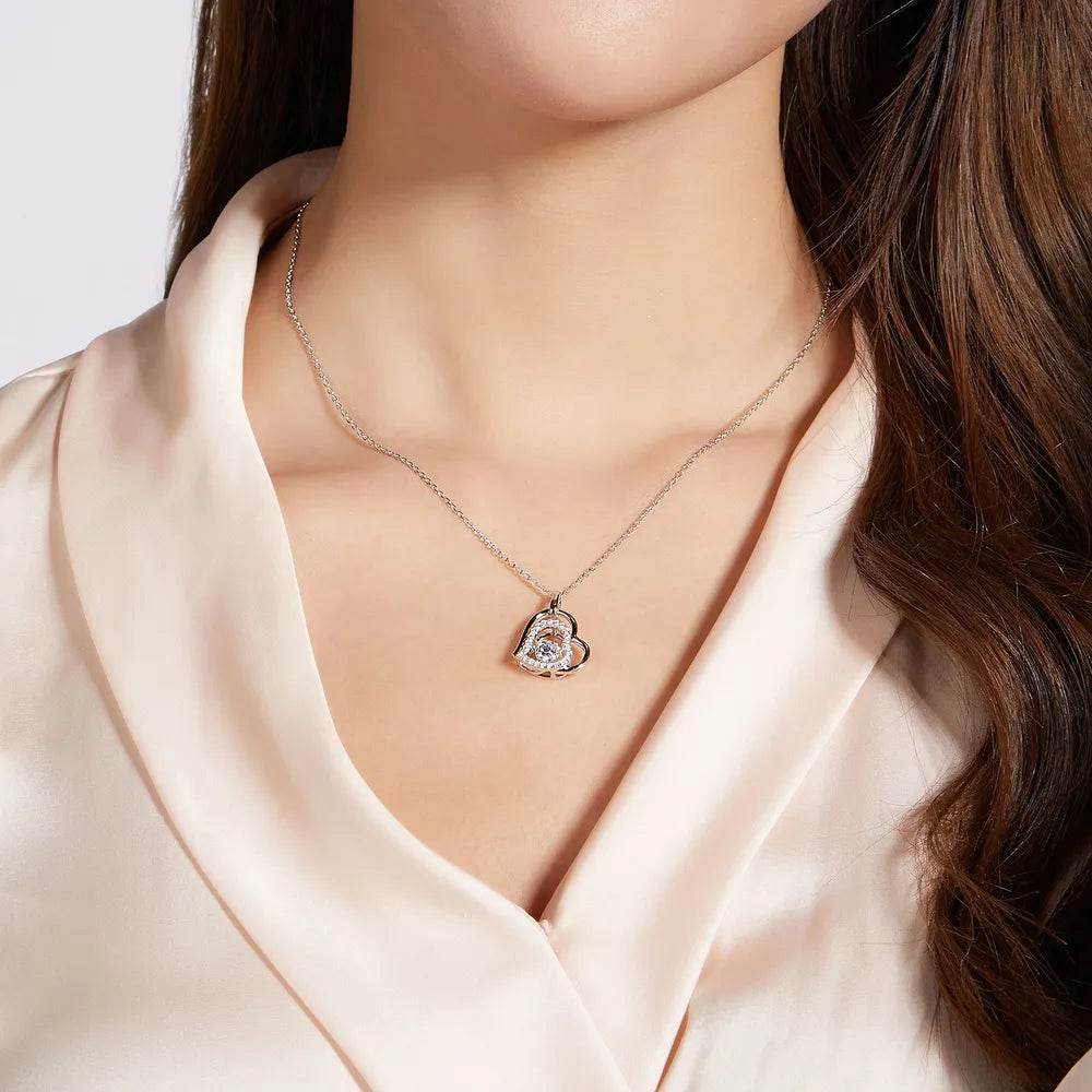 Moissanite 925 Sterling Silver Heart Necklace - Ultim8 Designs 4 U