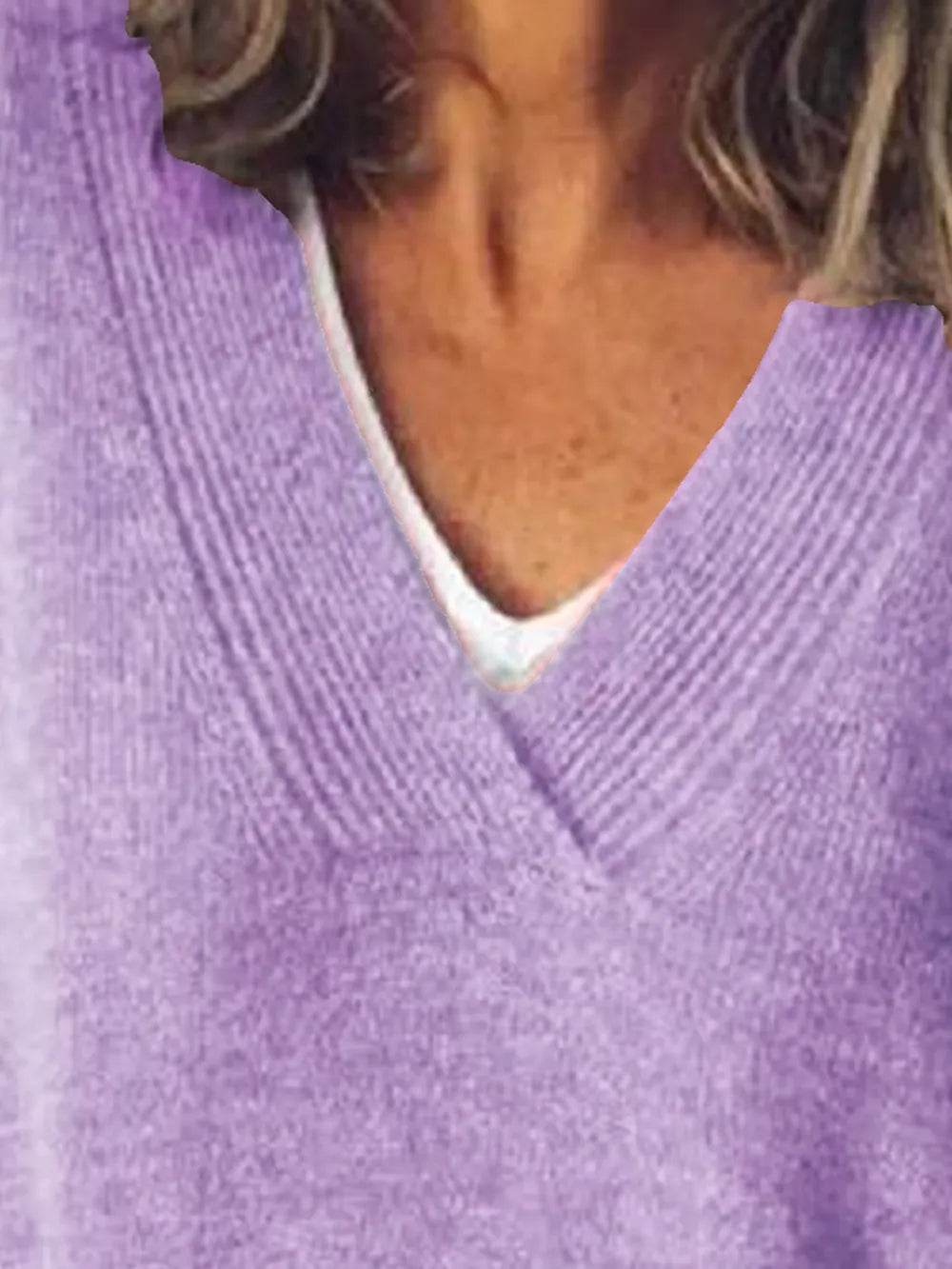 V-Neck Dropped Shoulder Sweater - Ultim8 Designs 4 U