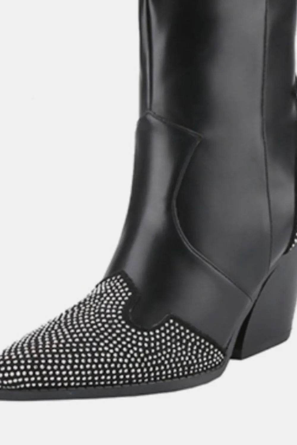 Weeboo Chunky Heel Rhinestone Decor Western Boots - Ultim8 Designs 4 U