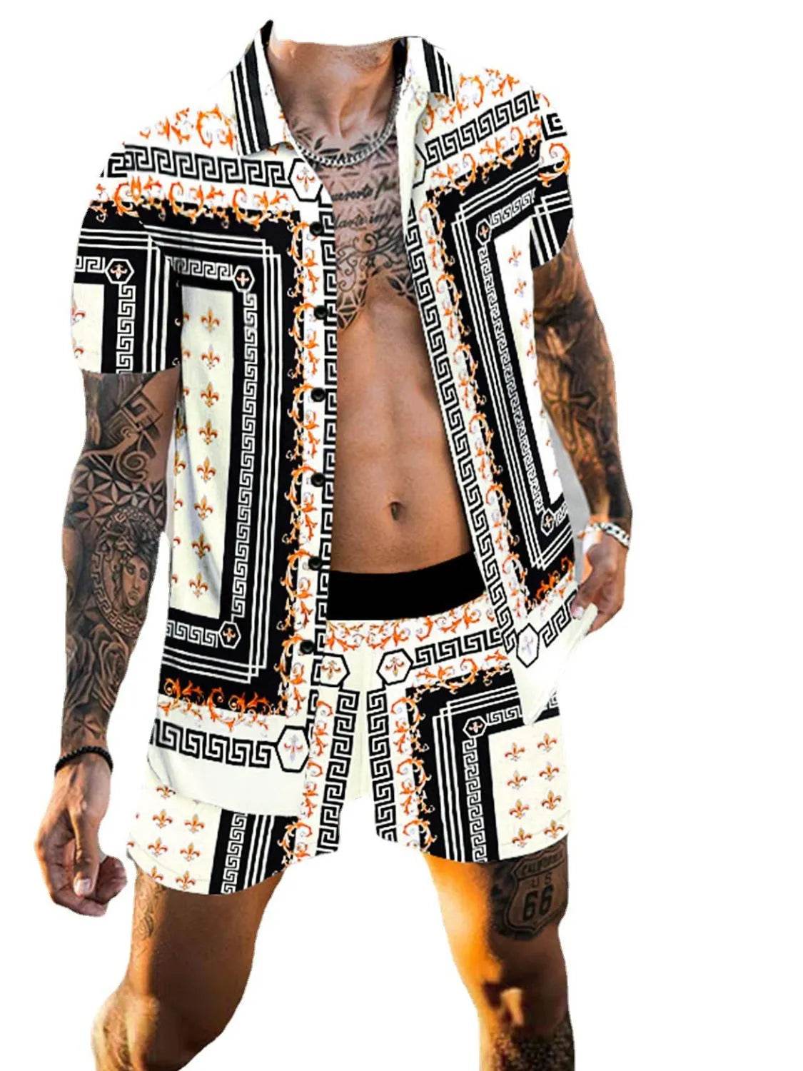 Men’s Printed Short Sleeve Shirt & Shorts Set - Ultim8 Designs 4 U