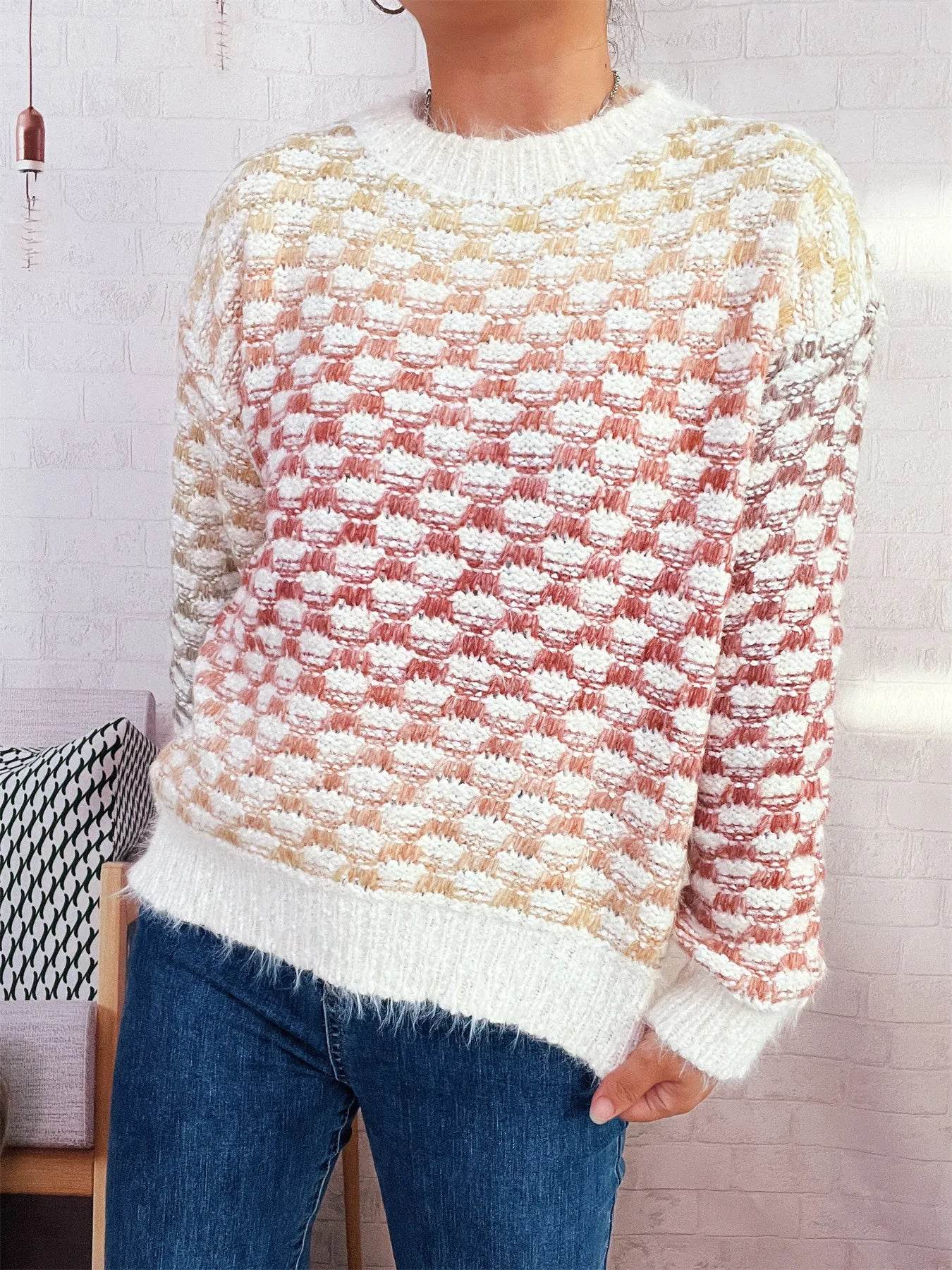 Rainbow Gradient Round Neck Sweater - Ultim8 Designs 4 U