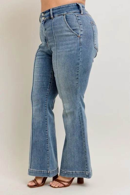 Judy Blue Full Size High-Waist Flare Denim Jeans with Front Seam Detail Plus Size - Ultim8 Designs 4 U