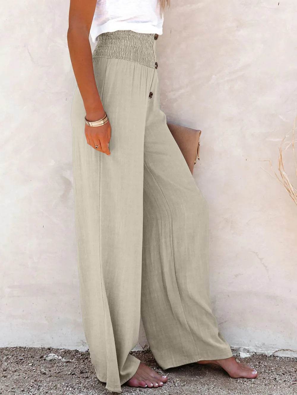 Full Size Decorative Button High Waist Pants - Ultim8 Designs 4 U