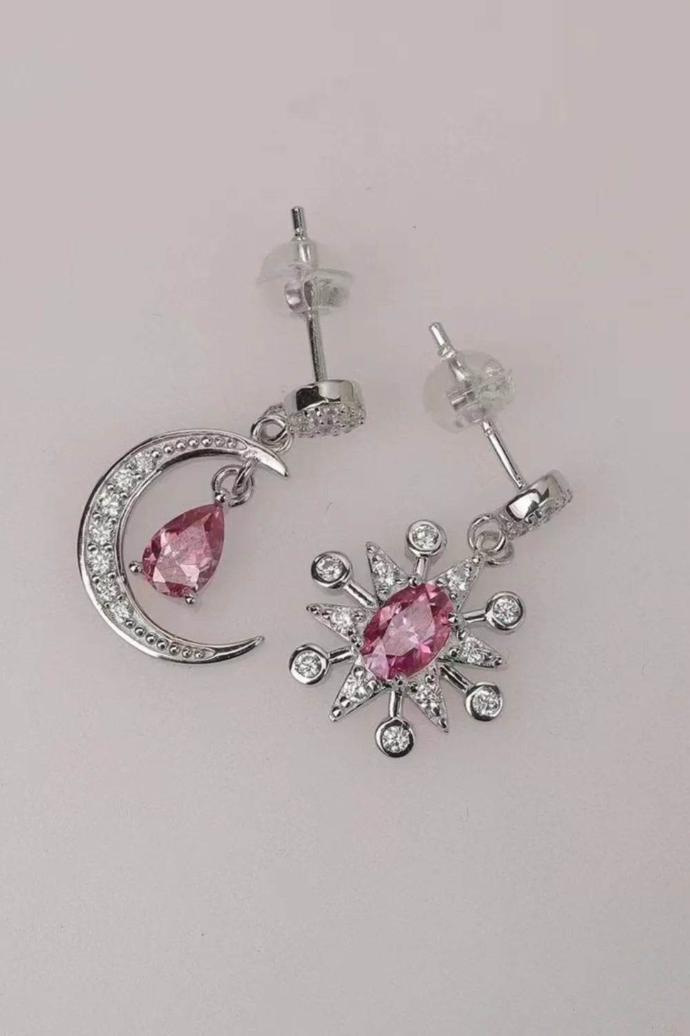 1 Carat Moissanite 925 Sterling Silver Moon & Star Earrings - Ultim8 Designs 4 U