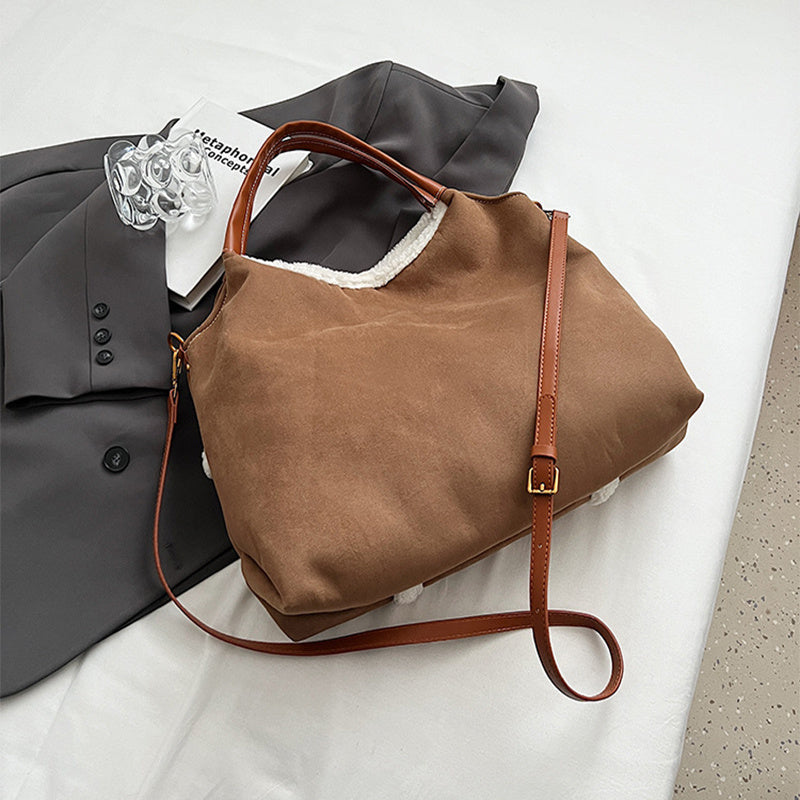 Handbags - Totes - 2pcs Women Plush Casual Large-Capacity Suede Winter