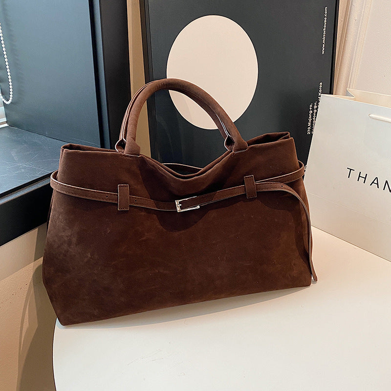Handbags - Tote Bags - Faux Suede Brown Large Capacity Shoulder