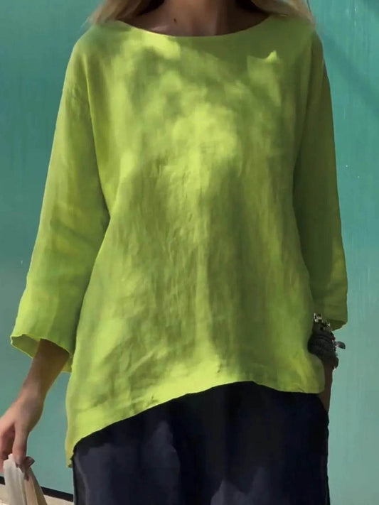 Full Size Round Neck Relaxed Fit Blouse Plus Size - Ultim8 Designs 4 U