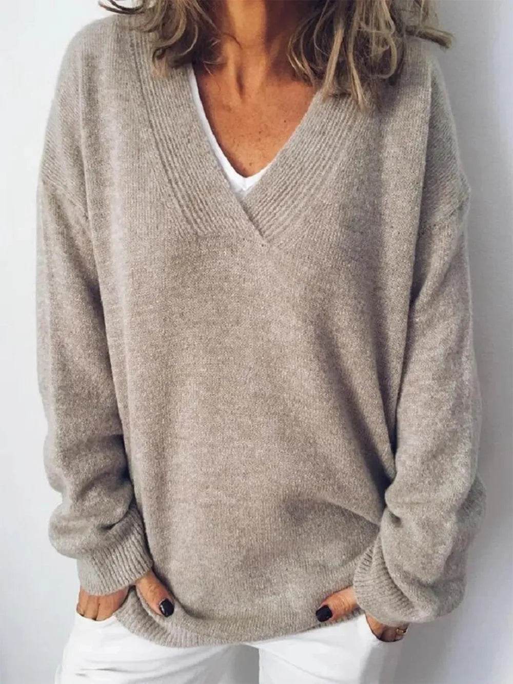 V-Neck Dropped Shoulder Sweater - Ultim8 Designs 4 U