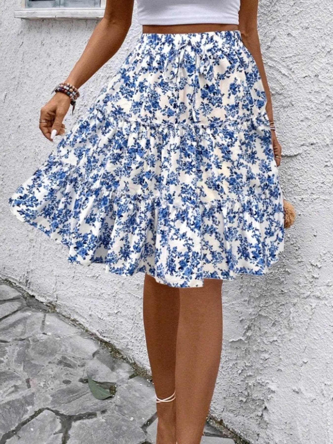 Floral Print Midi Skirt - Ultim8 Designs 4 U