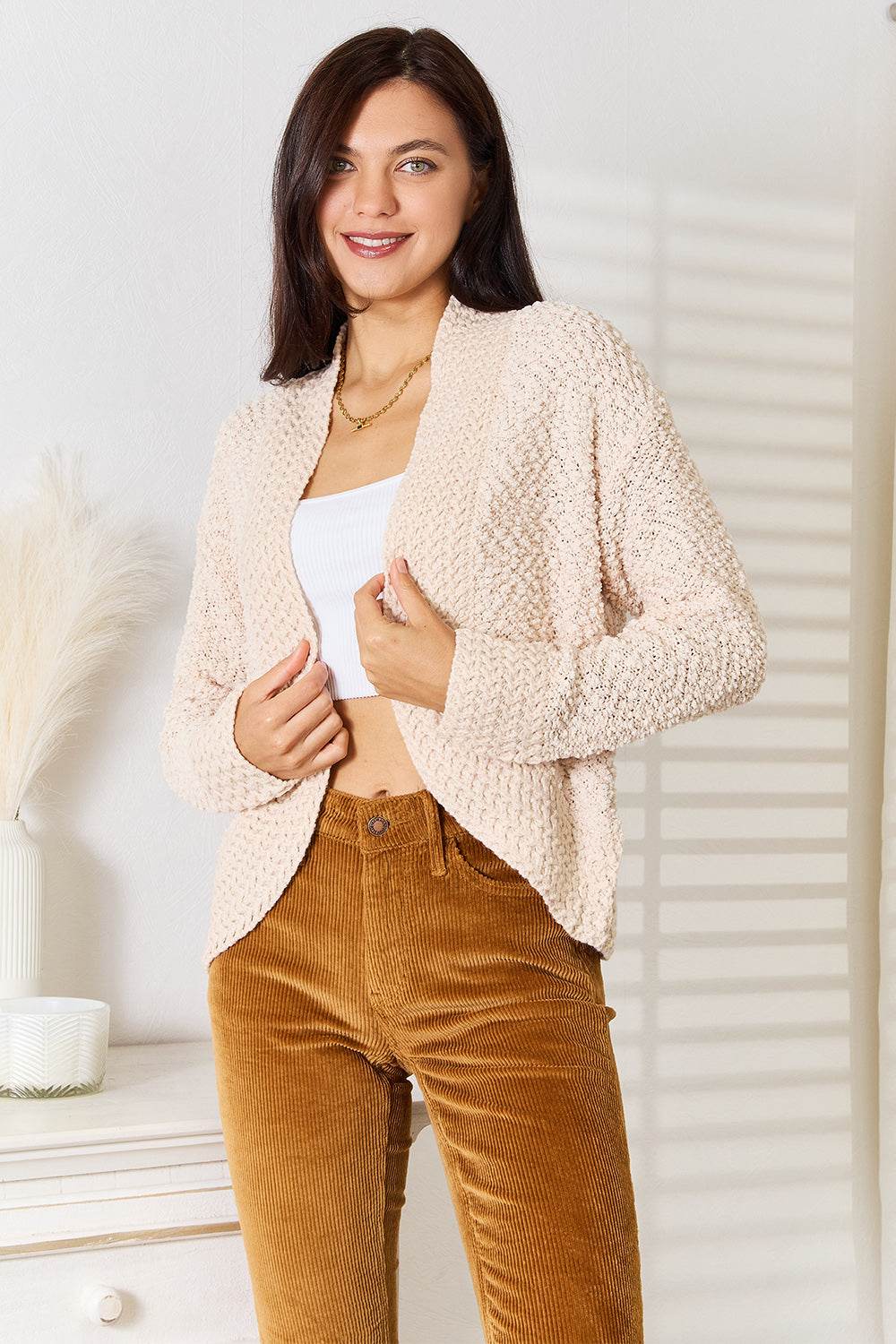 Double Take Open Front Long Sleeve Cardigan - Ultim8 Designs 4 U