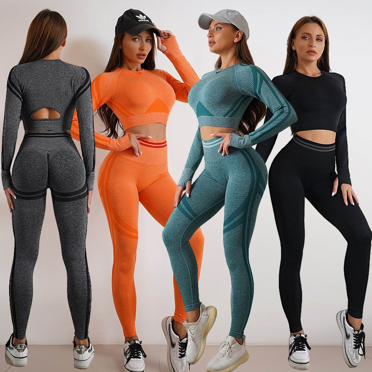 Seamless Yoga Pants Sports Gym Fitness Leggings Or Long Sleeve Tops Outfits Butt Lifting Slim Workout Sportswear Clothing - Ultim8 Designs 4 U