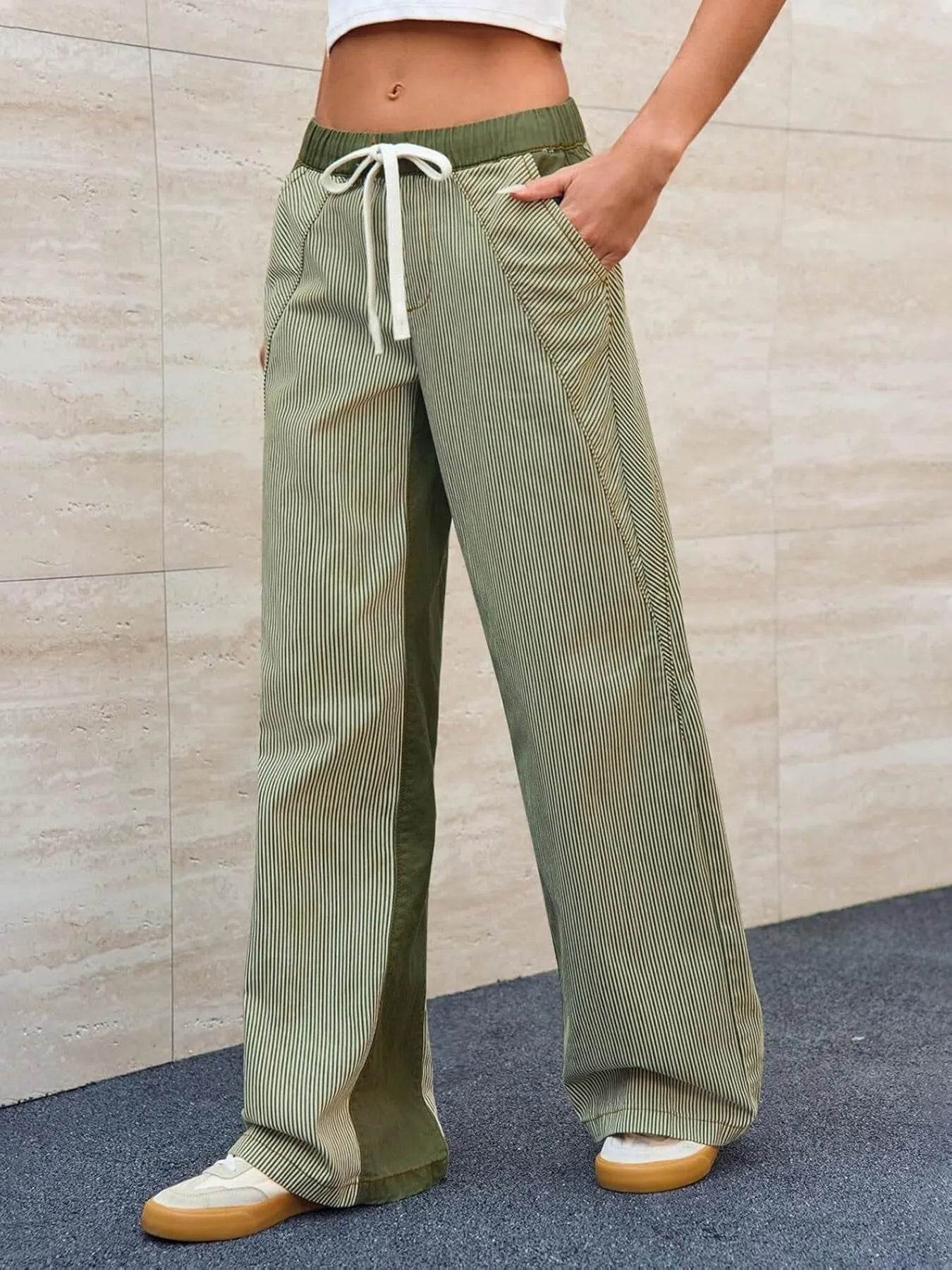 Striped Wide Leg Jeans - Ultim8 Designs 4 U