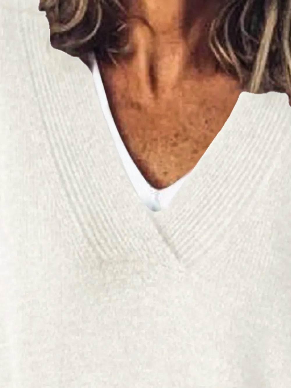 V-Neck Dropped Shoulder Sweater - Ultim8 Designs 4 U