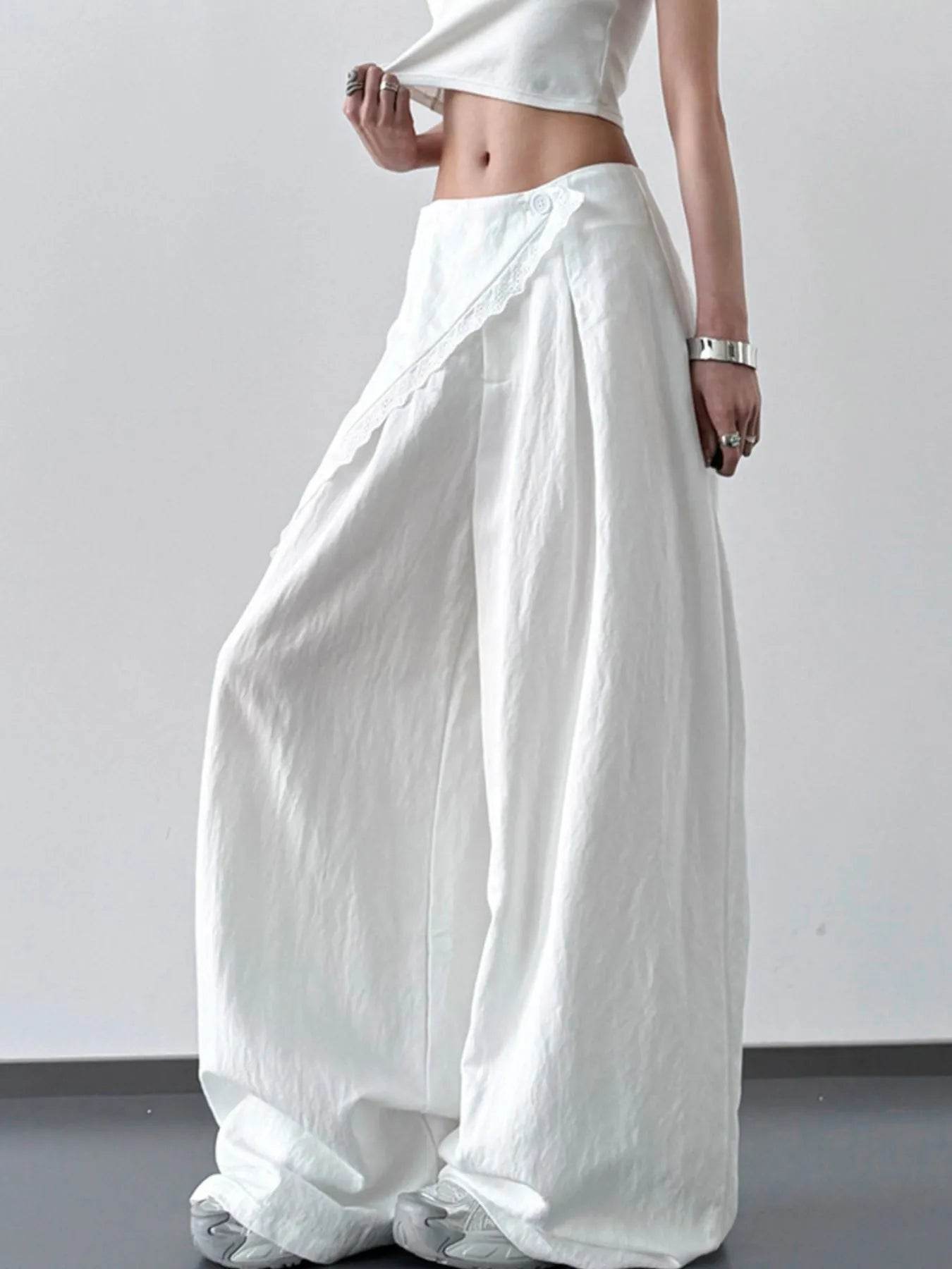 Lace Detail Wide Leg Pants - Ultim8 Designs 4 U