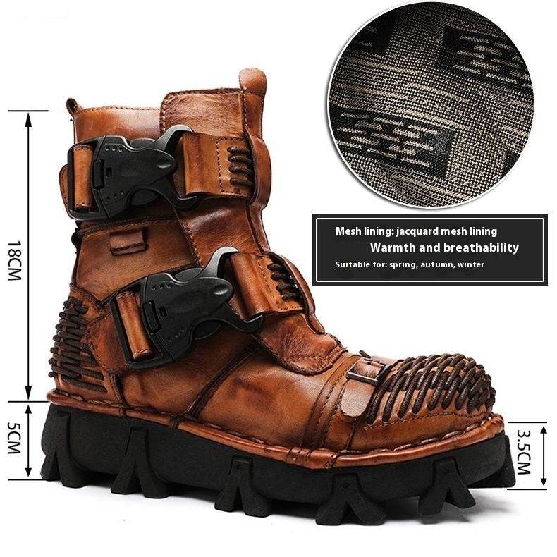 Cowhide Motorcycle Shoes Workwear Men's Boots - Ultim8 Designs 4 U