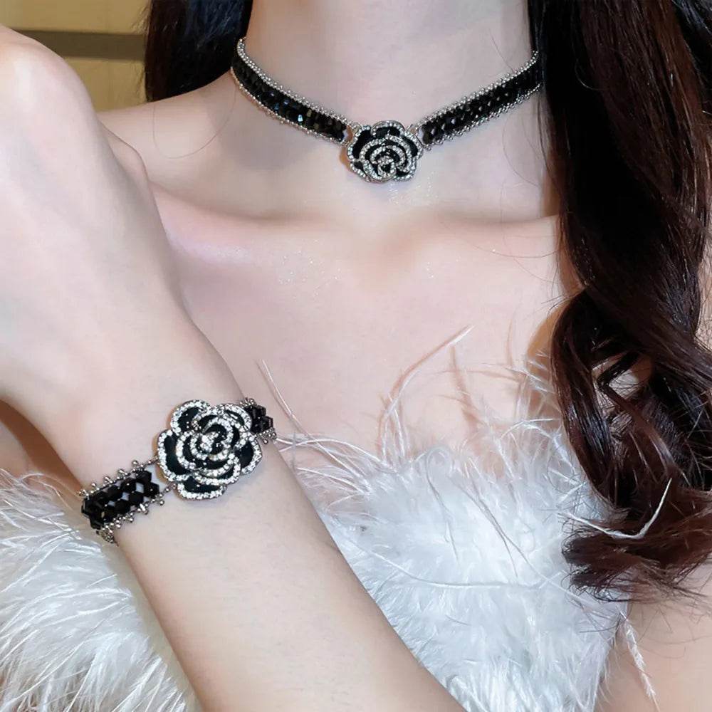 Alloy Crystal Rose Necklace - Ultim8 Designs 4 U