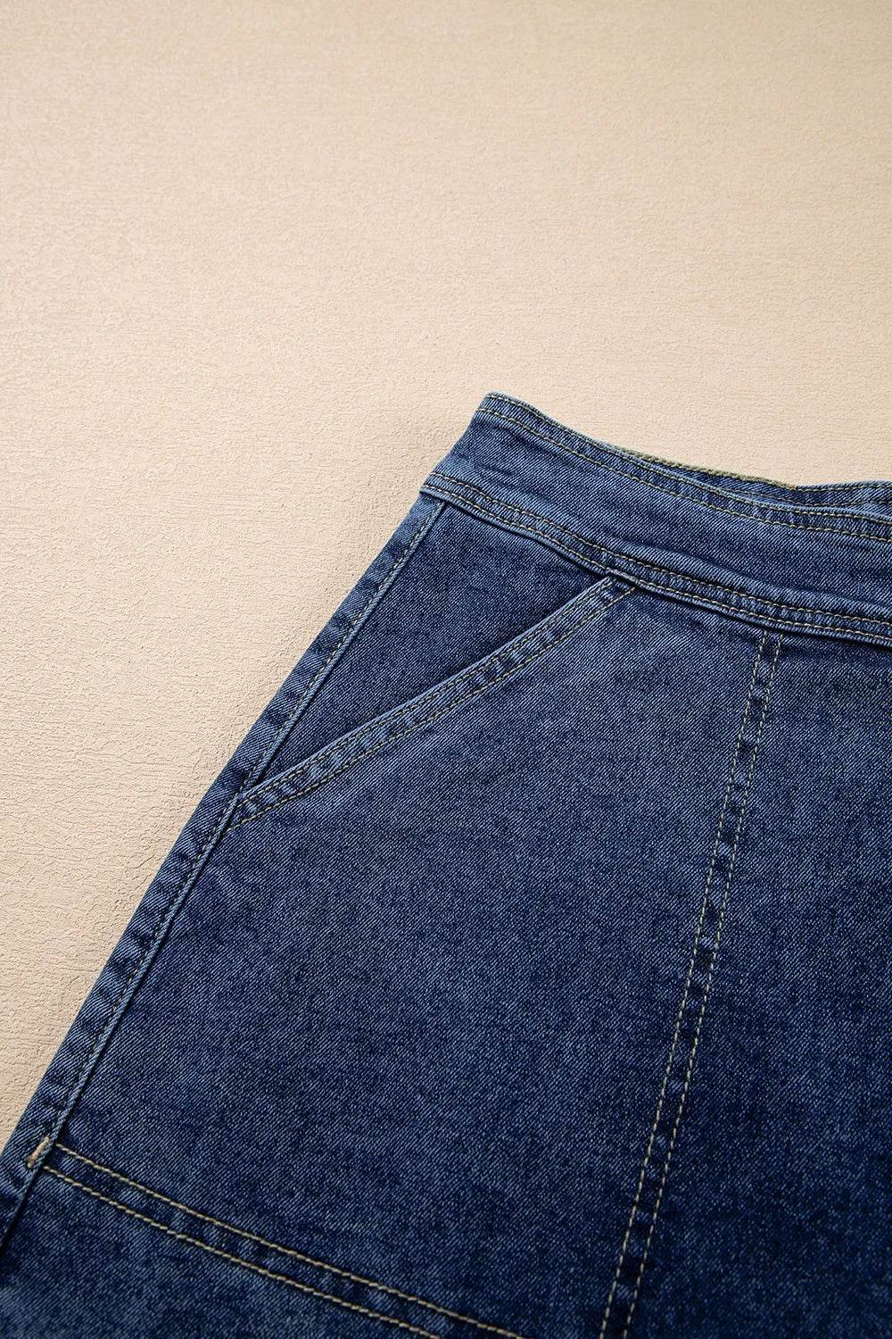 Asymmetrical Denim Skort with Pockets - Ultim8 Designs 4 U