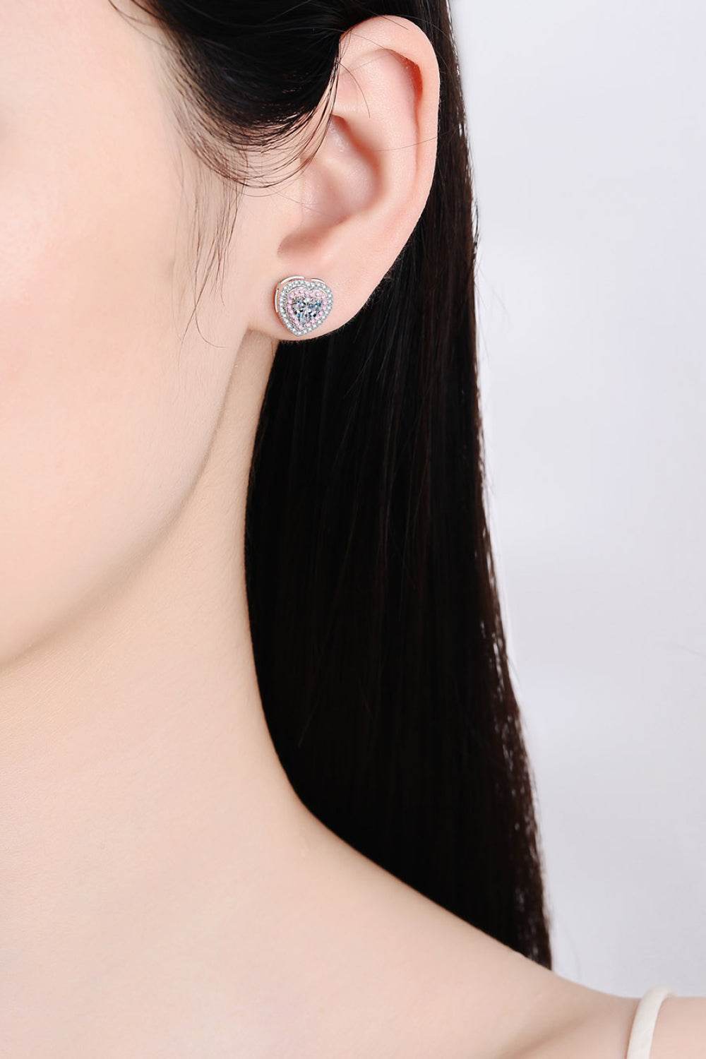 Moissanite Heart-Shaped Stud Earrings - Ultim8 Designs 4 U