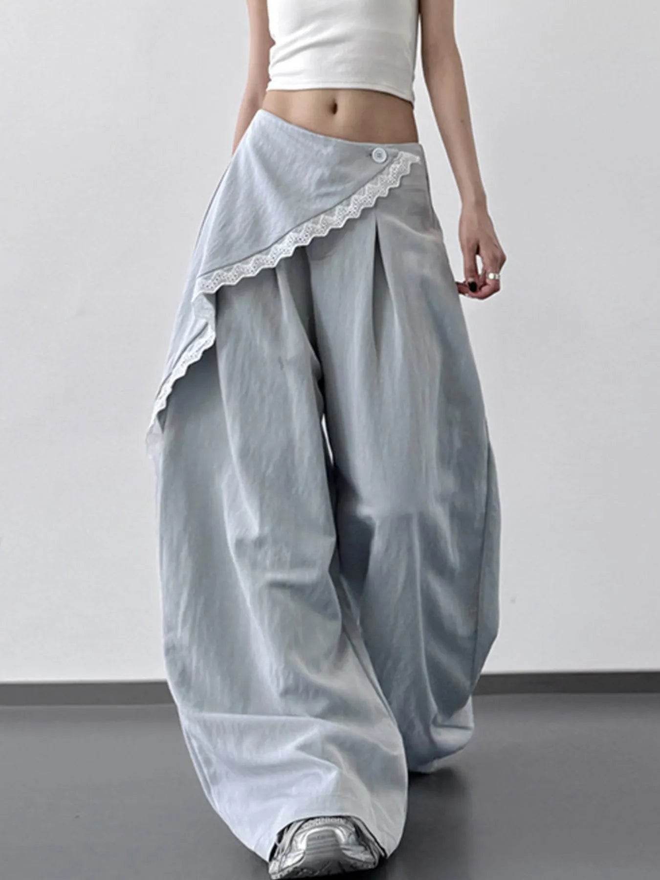 Lace Detail Wide Leg Pants - Ultim8 Designs 4 U