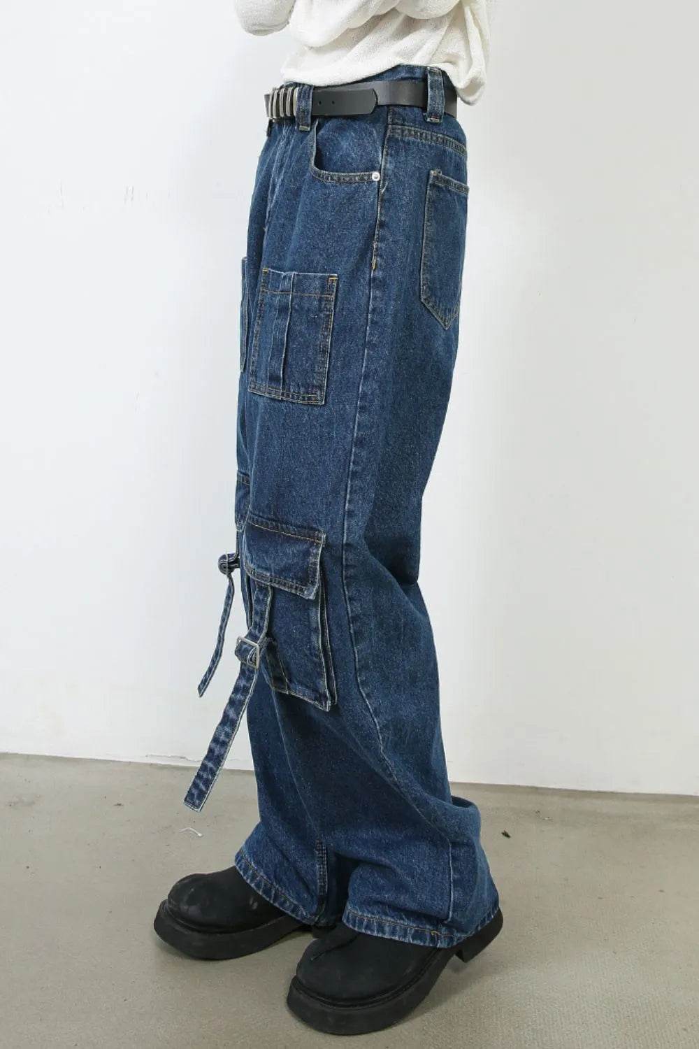 Men's Mid Rise Jeans with Cargo Pockets - Ultim8 Designs 4 U