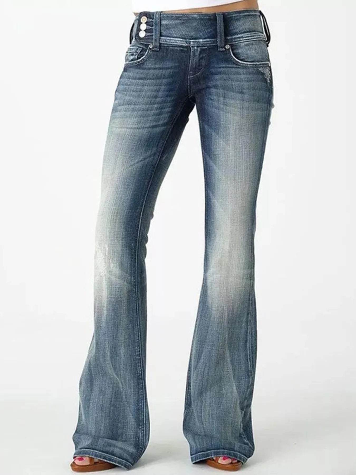 Full Size Vintage Wash Flare Jeans Plus Size - Ultim8 Designs 4 U