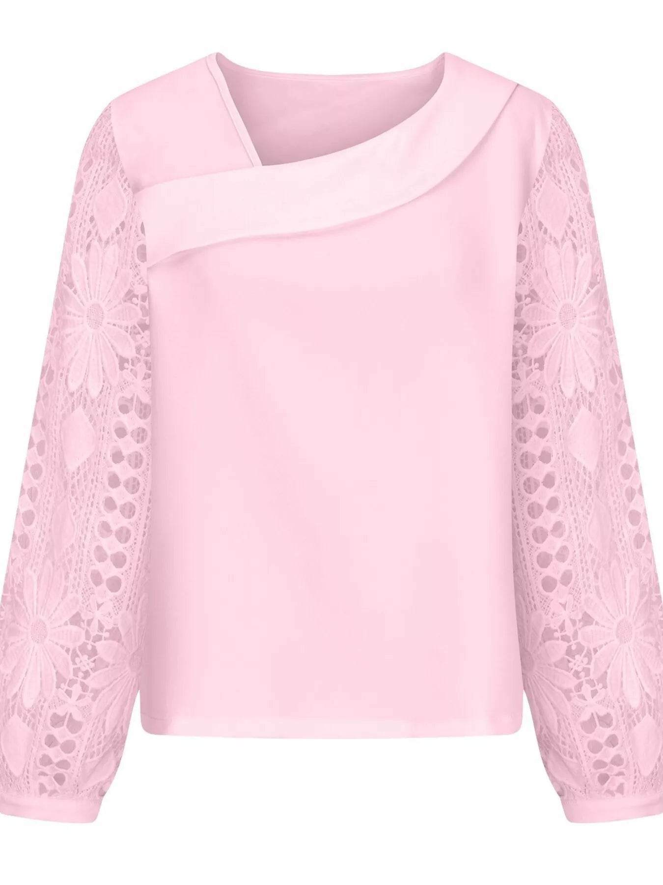 Asymmetrical Lace Long Sleeve Blouse - Ultim8 Designs 4 U