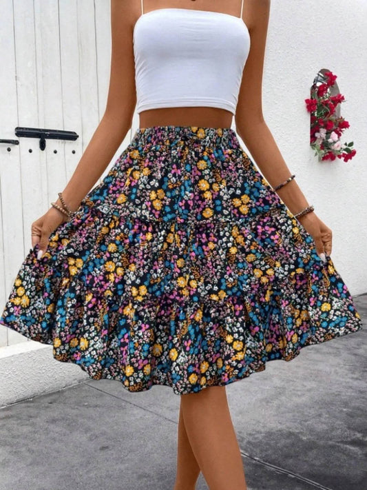 Floral Print Midi Skirt - Ultim8 Designs 4 U