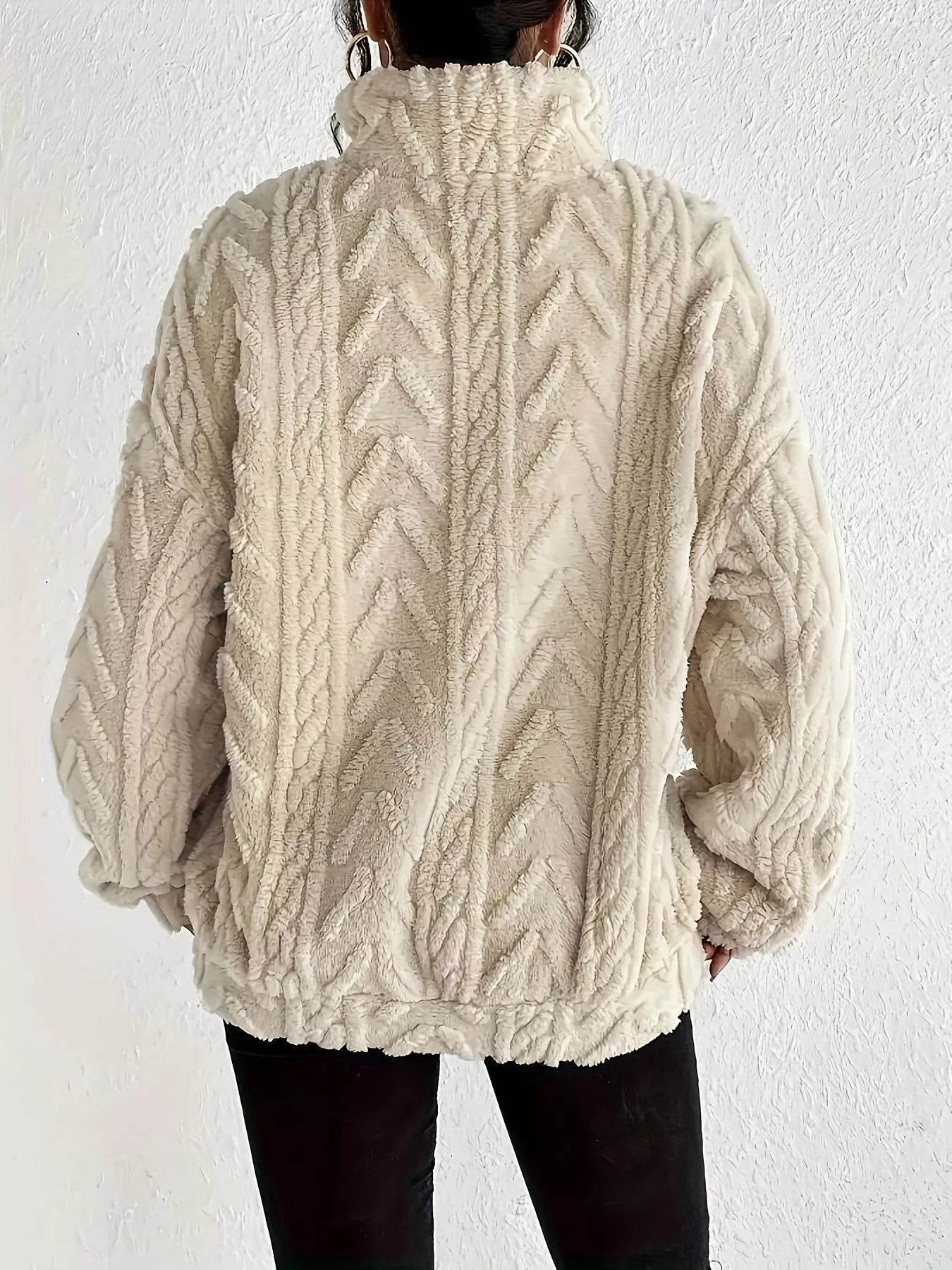 Quarter Zip Dropped Shoulder Sherpa Sweatshirt - Ultim8 Designs 4 U