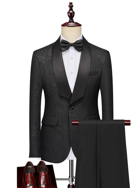 Men's Plus Size One Button Long Sleeve Blazer and Pants Set - Ultim8 Designs 4 U