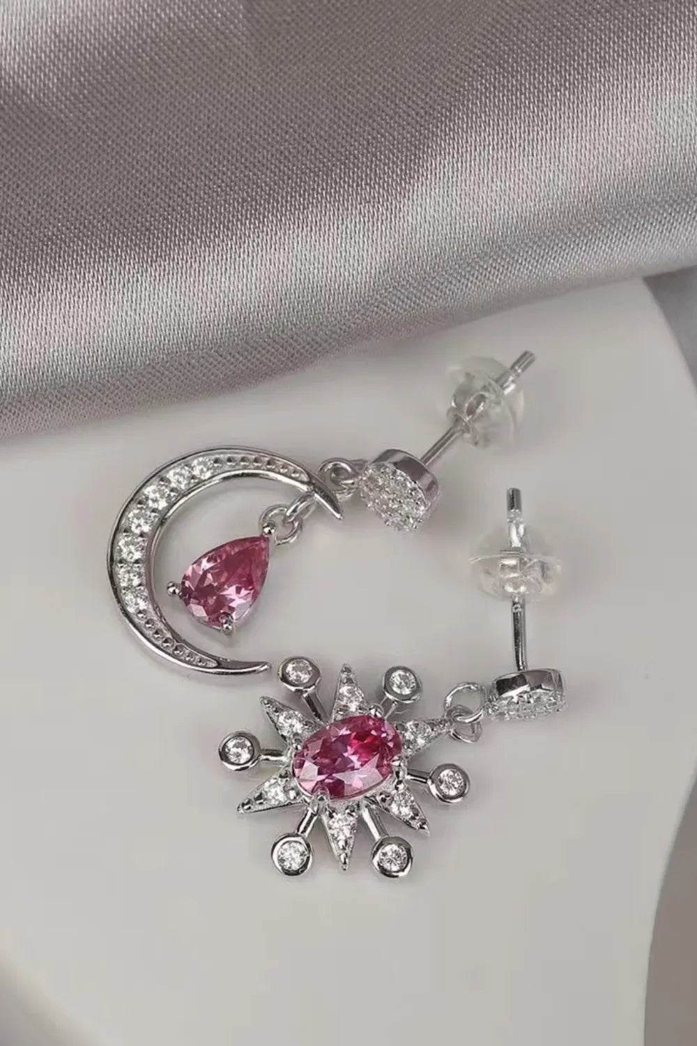 1 Carat Moissanite 925 Sterling Silver Moon & Star Earrings - Ultim8 Designs 4 U
