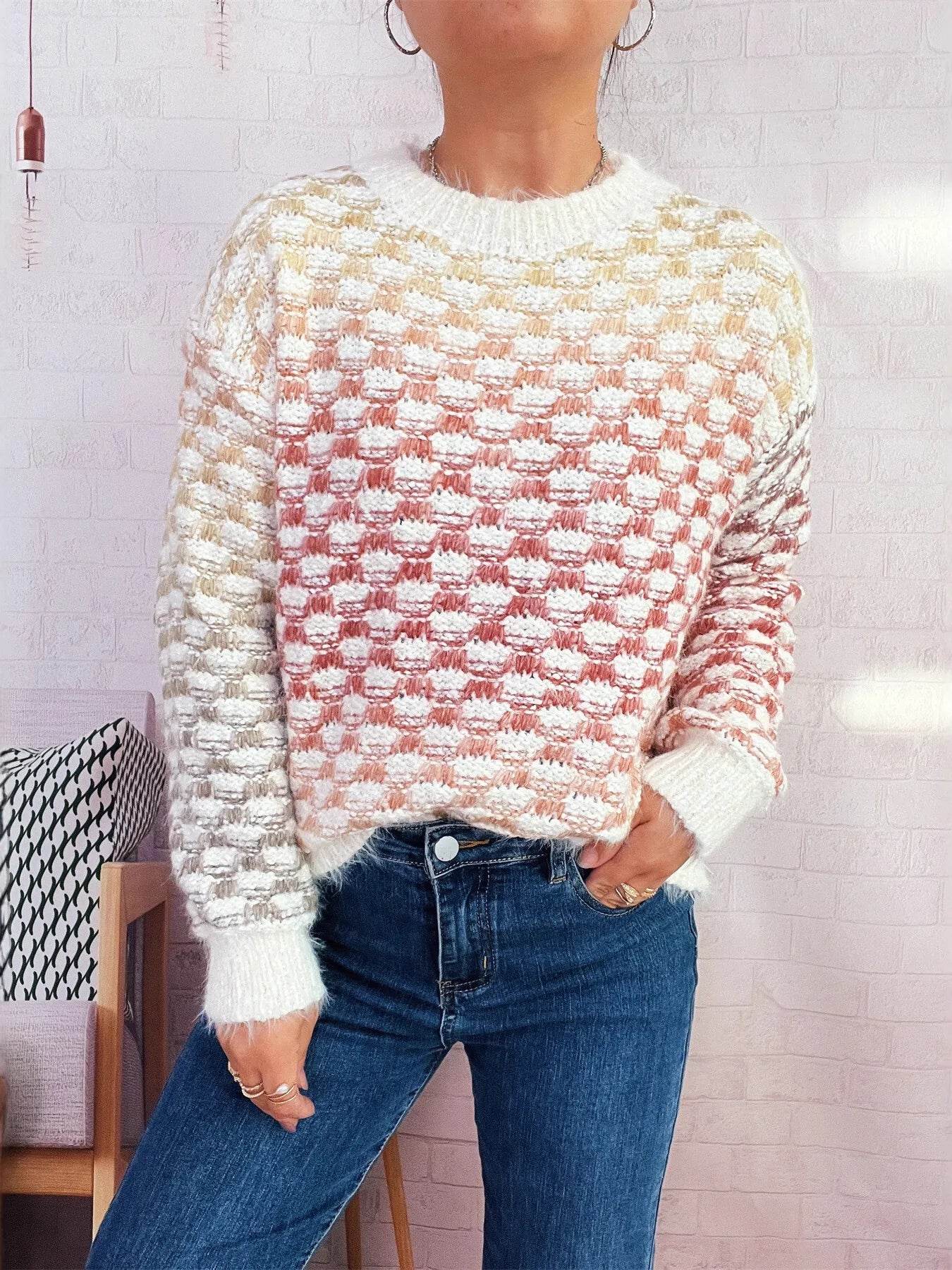 Rainbow Gradient Round Neck Sweater - Ultim8 Designs 4 U