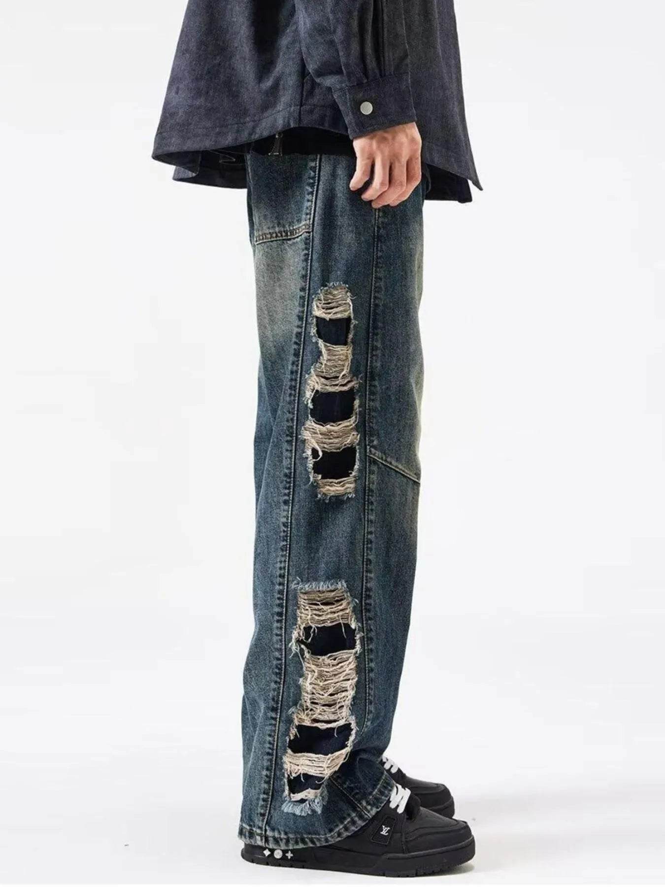 Men's Full Size Distressed Wide Leg Baggy Jeans Plus Size - Ultim8 Designs 4 U