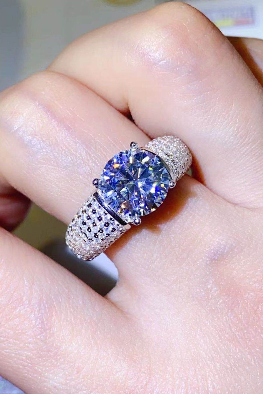 3 Carat Moissanite Side Stone Ring - Ultim8 Designs 4 U