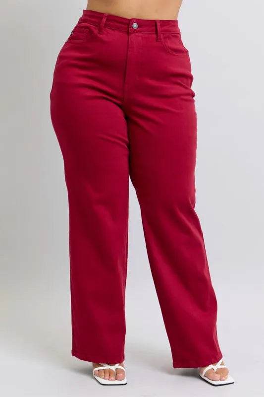 Judy Blue Full Size High Waist Heart Shaped Back Pockets 90's Straight Jeans Plus Size - Ultim8 Designs 4 U