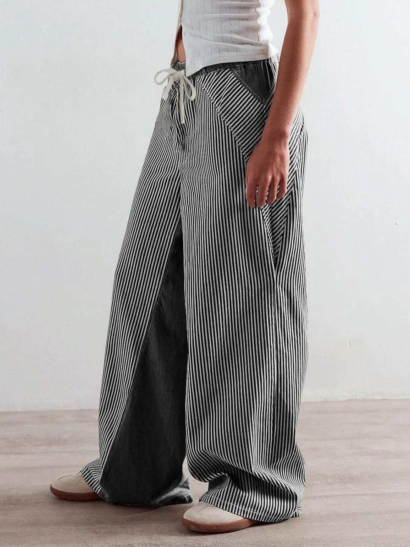 Striped Wide Leg Jeans - Ultim8 Designs 4 U
