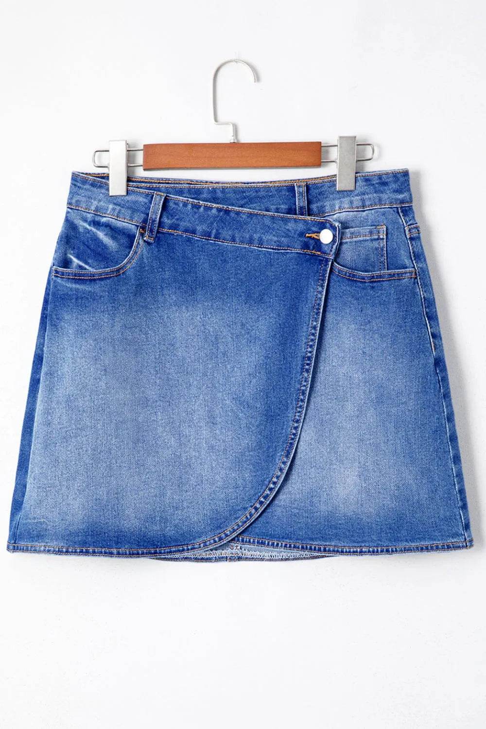 Wrapped Crossed Waist Denim Mini Skirt - Ultim8 Designs 4 U