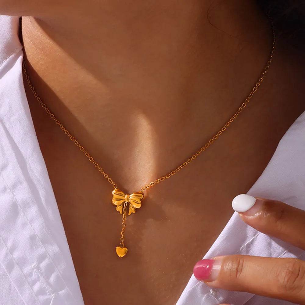 Twisted Titanium Bow Pendant Necklace - Ultim8 Designs 4 U