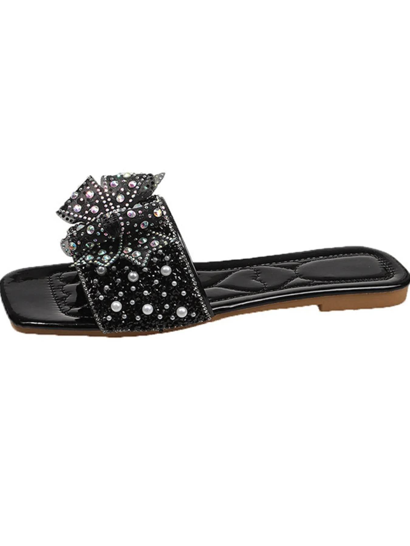 Rhinestone Embellished Flats Slip-On Sandals - Ultim8 Designs 4 U