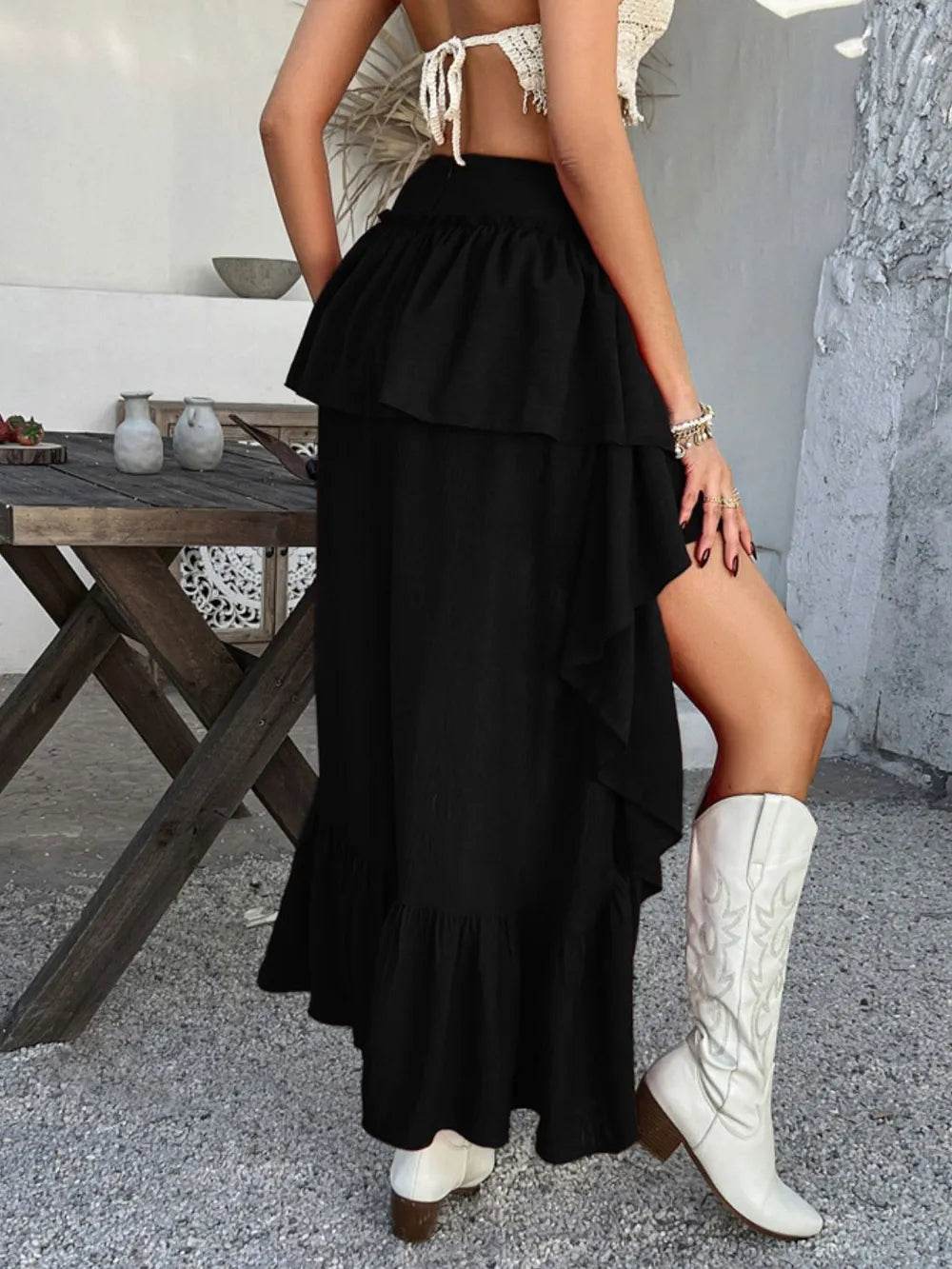 Devine High-Low Ruched Layered Skirt - Ultim8 Designs 4 U