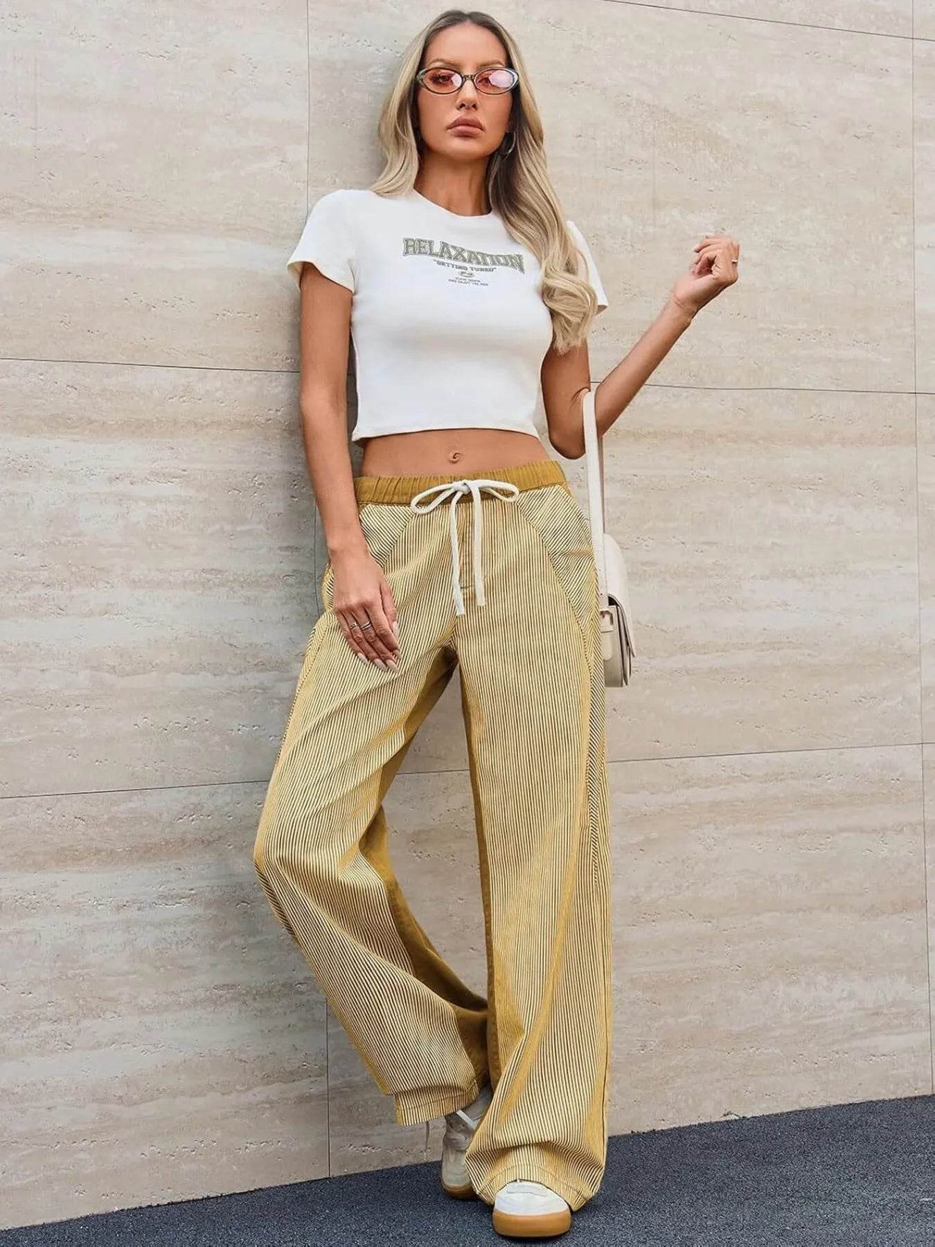 Striped Wide Leg Jeans - Ultim8 Designs 4 U
