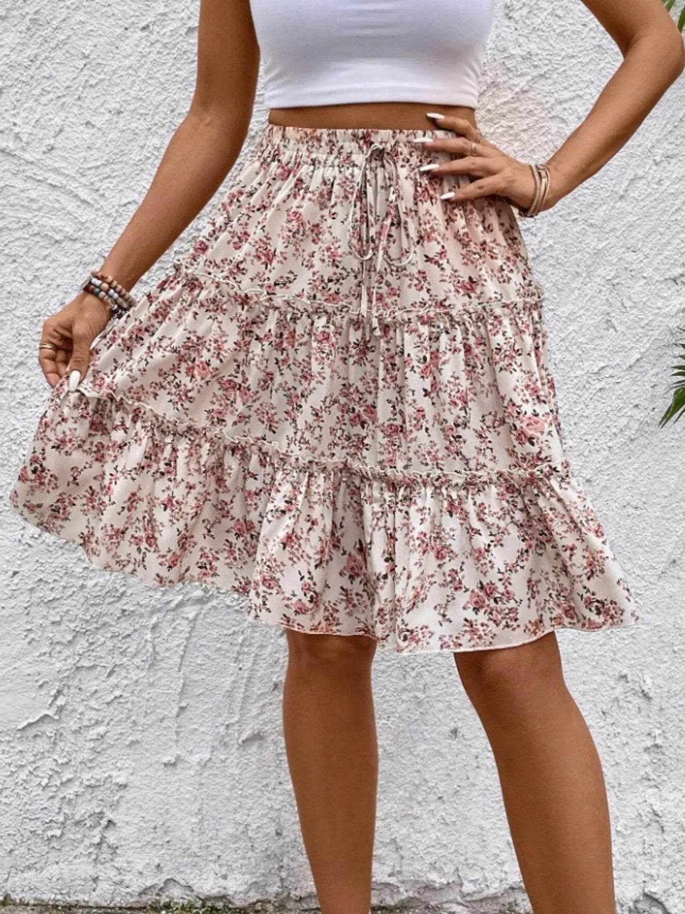 Floral Print Midi Skirt - Ultim8 Designs 4 U