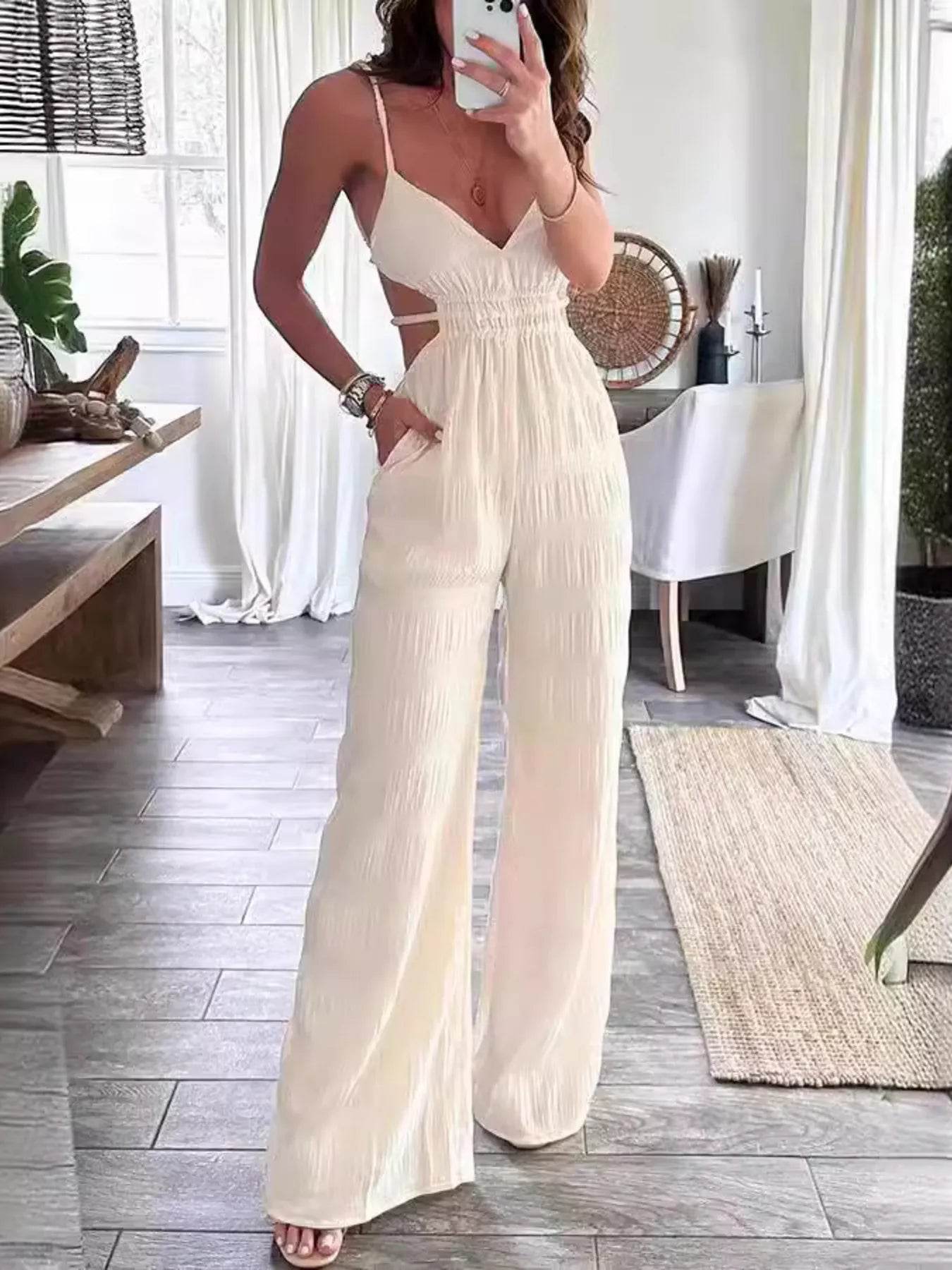 Cut-Out Wide Leg Jumpsuit - Ultim8 Designs 4 U