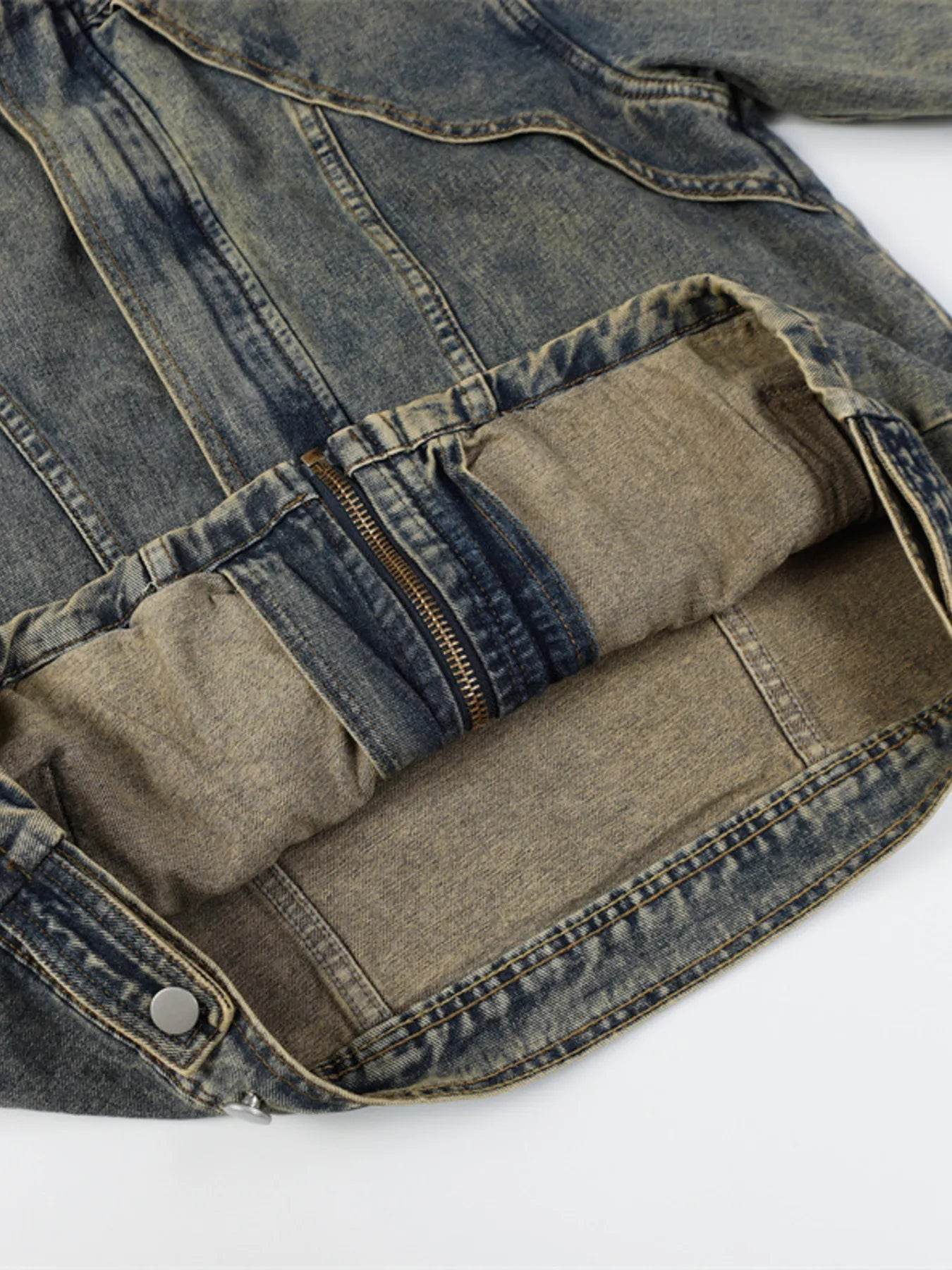 Men's Plus Size Zip Up Long Sleeve Denim Jacket - Ultim8 Designs 4 U