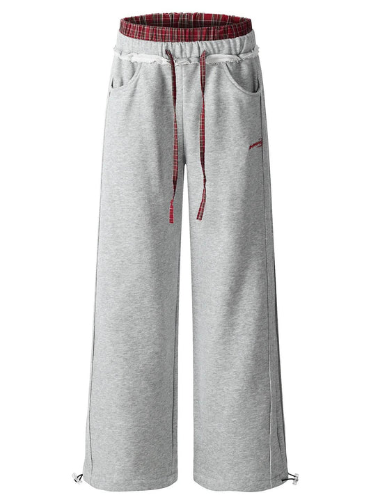 Men's Classic Wide-Leg Sweatpants with Plaid Waistband - Ultim8 Designs 4 U