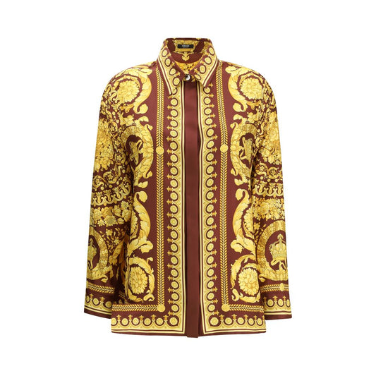 Versace Bordeaux Silk Pattern Shirt
