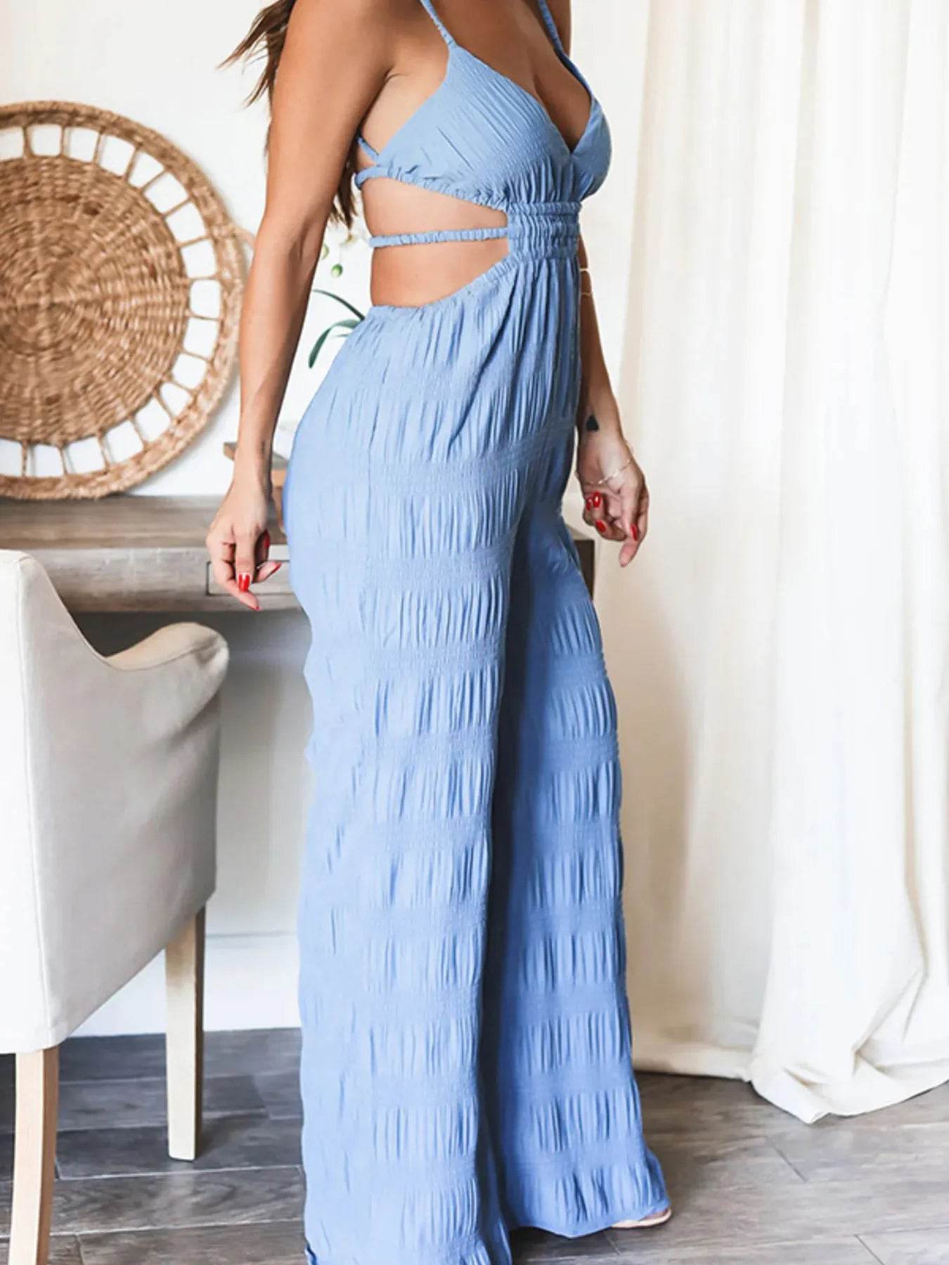 Cut-Out Wide Leg Jumpsuit - Ultim8 Designs 4 U