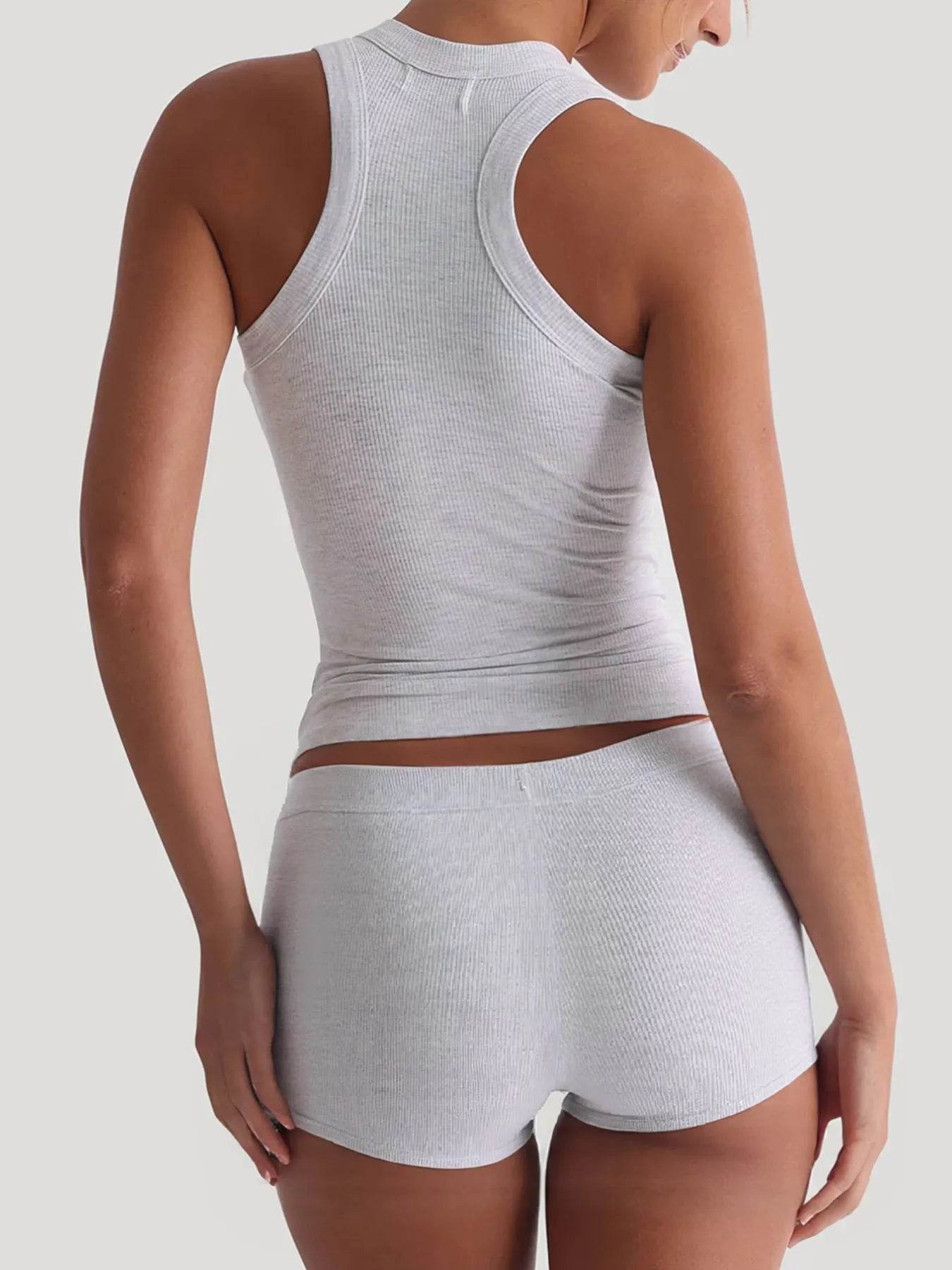 Ribbed Tank Top and Shorts Active Set - Ultim8 Designs 4 U