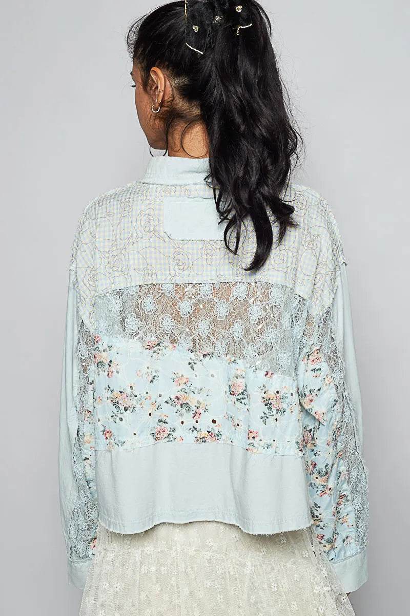 POL Floral Long Sleeve Shirt with Lace Panel Details - Ultim8 Designs 4 U