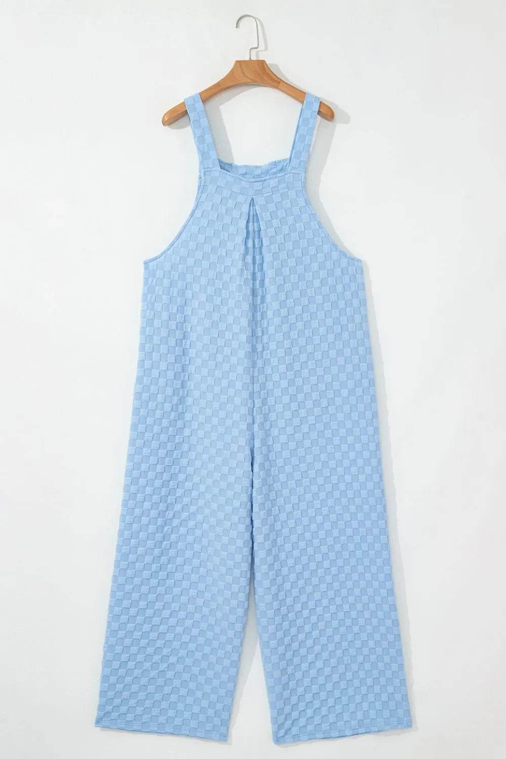 Checkered Pocketed Wide Leg Overalls - Ultim8 Designs 4 U